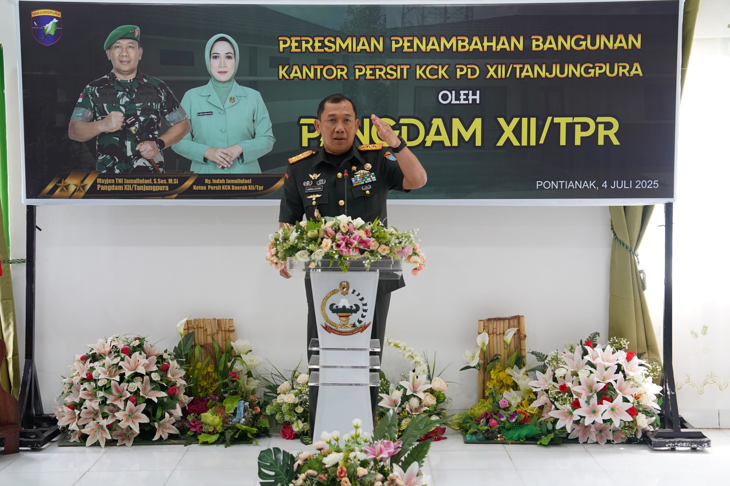 Penambahan Bangunan Kantor Persit KCK PD XII/Tpr di Resmikan Pangdam