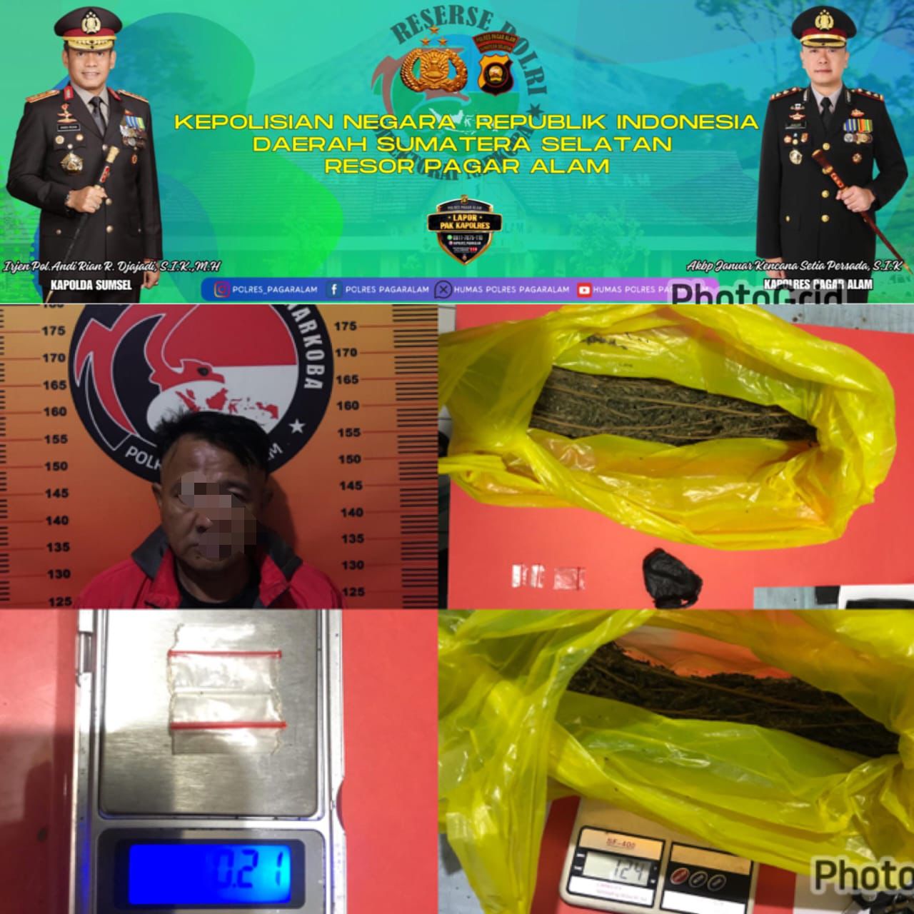 Polres Pagaralam Bekuk Pengedar Narkoba, Amankan Sabu Sabu dan Ganja
