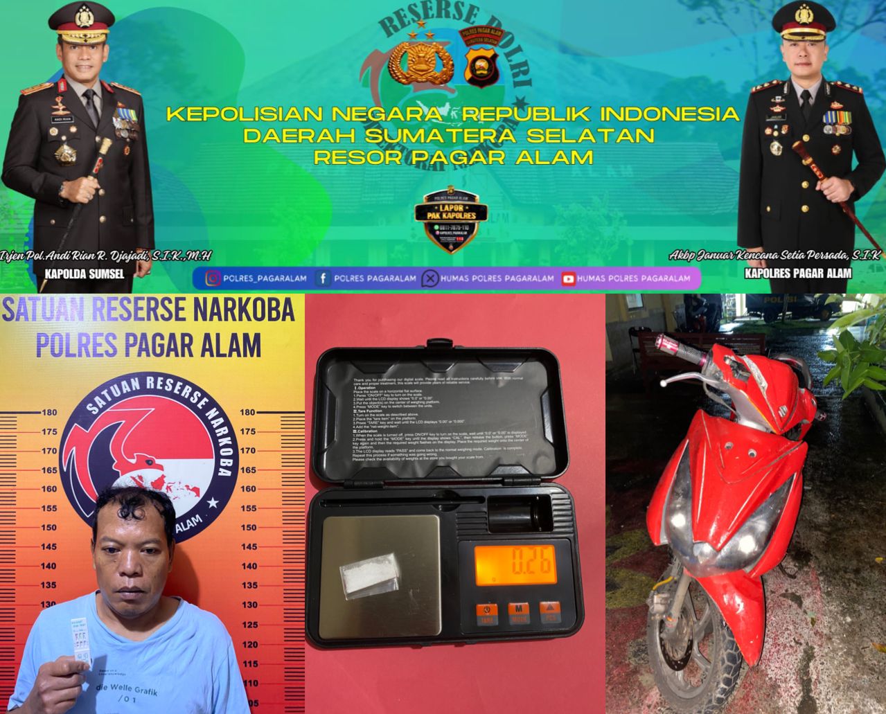 Satres Narkoba Polres Pagar Alam Ringkus Pengedar Shabu di Tumbak Ulas