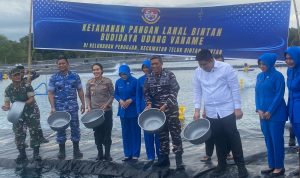 Lanal Bintan Laksanakan Penebaran Benih Udang Vaname Seluas 5 Ha