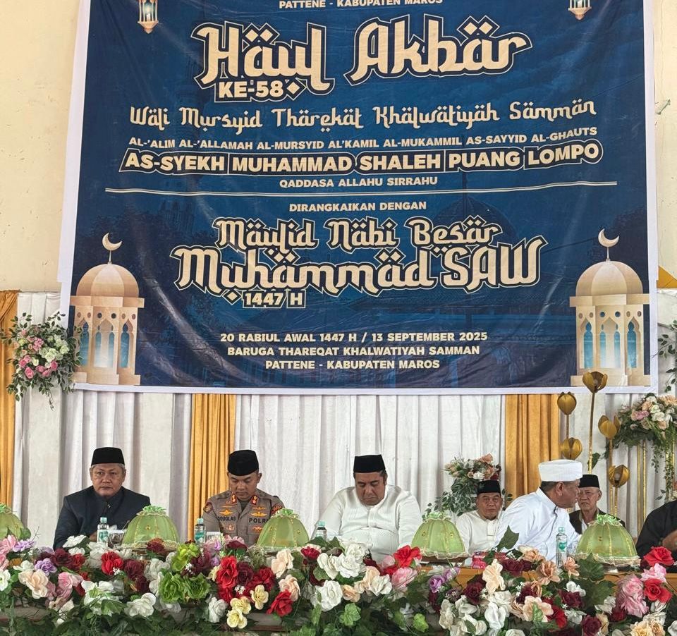 Kapolres Maros Hadiri Haul Akbar dan Maulid Nabi Muhammad SAW 1447 H di Pattene